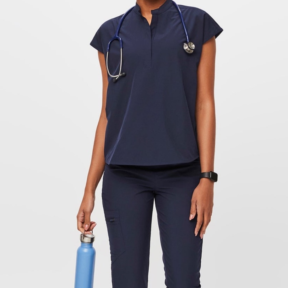 Figs Navy Cap-Sleeve Medical Top